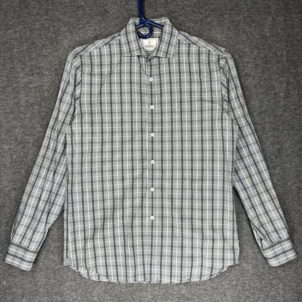 Todd Snyder Shirt Mens 16 34/35 Gray Plaid Long Sleeve Button up spread collar